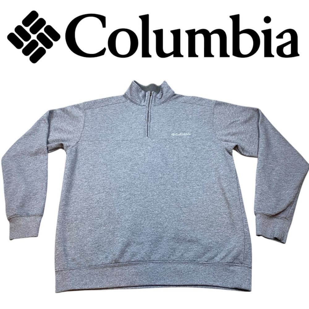 Columbia Sweatshirt Mens MED Gray 1/4 Zip Soft Fleece Lined Sweater Long Sleeve